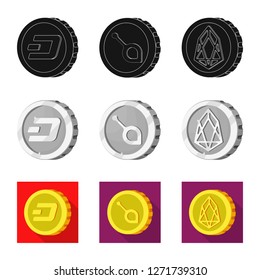 Isolated object of cryptocurrency and coin icon. Set of cryptocurrency and crypto stock symbol for web.