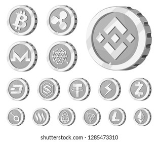 Isolated object of cryptocurrency and coin icon. Collection of cryptocurrency and crypto vector icon for stock.