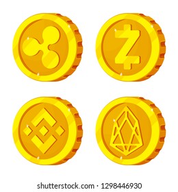 Isolated object of cryptocurrency and coin icon. Set of cryptocurrency and crypto stock symbol for web.