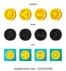 Isolated object of cryptocurrency and coin icon. Collection of cryptocurrency and crypto vector icon for stock.