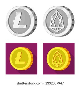 Isolated object of cryptocurrency and coin icon. Set of cryptocurrency and crypto vector icon for stock.