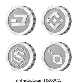 Isolated object of cryptocurrency and coin icon. Set of cryptocurrency and crypto vector icon for stock.
