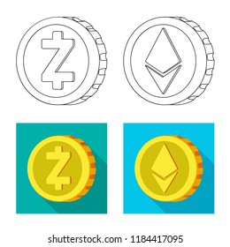 Isolated object of cryptocurrency and coin logo. Set of cryptocurrency and crypto vector icon for stock.