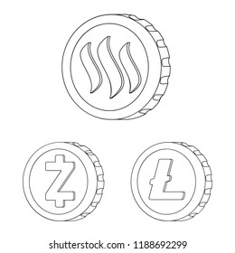 Isolated object of cryptocurrency and coin logo. Collection of cryptocurrency and crypto vector icon for stock.