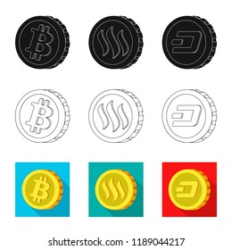 Isolated object of cryptocurrency and coin logo. Collection of cryptocurrency and crypto stock symbol for web.