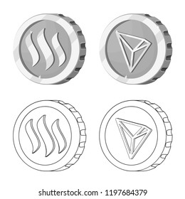 Isolated object of cryptocurrency and coin logo. Collection of cryptocurrency and crypto stock vector illustration.