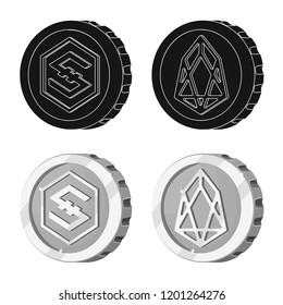 Isolated object of cryptocurrency and coin logo. Set of cryptocurrency and crypto stock vector illustration.