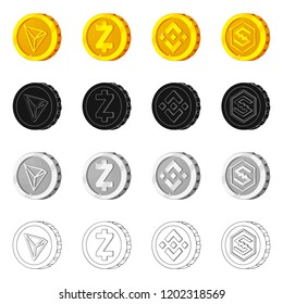 Isolated object of cryptocurrency and coin logo. Collection of cryptocurrency and crypto stock symbol for web.