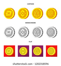 Isolated object of cryptocurrency and coin logo. Set of cryptocurrency and crypto vector icon for stock.