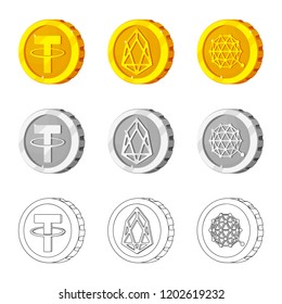 Isolated object of cryptocurrency and coin logo. Collection of cryptocurrency and crypto stock symbol for web.