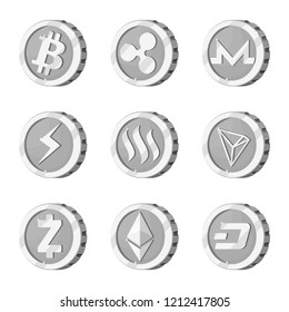 Isolated object of cryptocurrency and coin logo. Collection of cryptocurrency and crypto stock vector illustration.