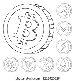 Isolated object of cryptocurrency and coin logo. Collection of cryptocurrency and crypto vector icon for stock.
