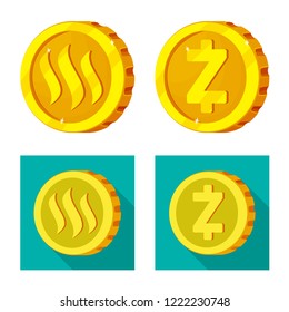 Isolated object of cryptocurrency and coin logo. Collection of cryptocurrency and crypto vector icon for stock.