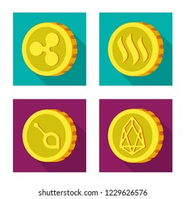 Isolated object of cryptocurrency and coin logo. Set of cryptocurrency and crypto stock vector illustration.