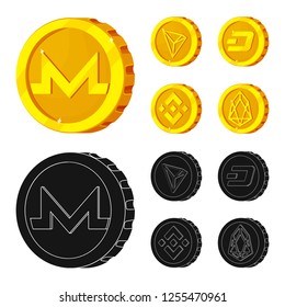 Isolated object of cryptocurrency and coin logo. Set of cryptocurrency and crypto stock vector illustration.