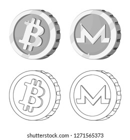 Isolated object of cryptocurrency and coin logo. Collection of cryptocurrency and crypto stock symbol for web.