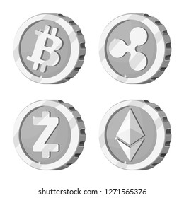 Isolated object of cryptocurrency and coin logo. Collection of cryptocurrency and crypto stock vector illustration.