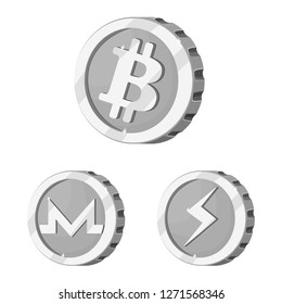 Isolated object of cryptocurrency and coin logo. Set of cryptocurrency and crypto vector icon for stock.