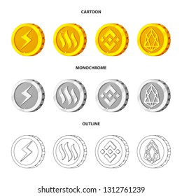 Isolated object of cryptocurrency and coin logo. Set of cryptocurrency and crypto stock symbol for web.