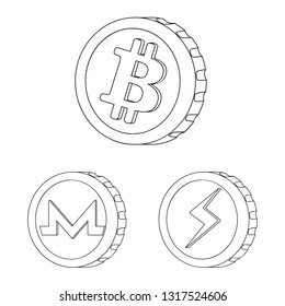 Isolated object of cryptocurrency and coin logo. Set of cryptocurrency and crypto stock symbol for web.