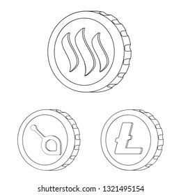 Isolated object of cryptocurrency and coin logo. Collection of cryptocurrency and crypto stock vector illustration.