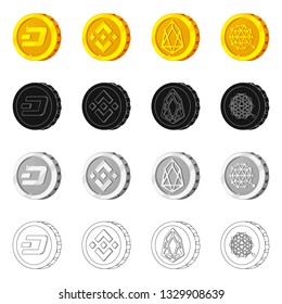 Isolated object of cryptocurrency and coin logo. Collection of cryptocurrency and crypto vector icon for stock.