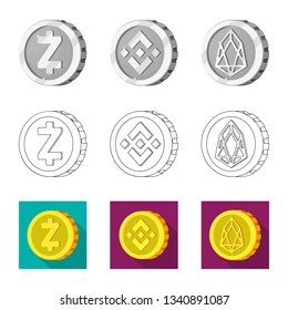 Isolated object of cryptocurrency and coin logo. Collection of cryptocurrency and crypto stock vector illustration.