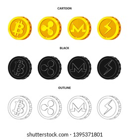 Isolated object of cryptocurrency and coin logo. Collection of cryptocurrency and crypto stock vector illustration.