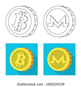Isolated object of cryptocurrency and coin logo. Set of cryptocurrency and crypto vector icon for stock.