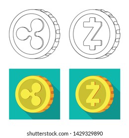 Isolated object of cryptocurrency and coin logo. Collection of cryptocurrency and crypto vector icon for stock.