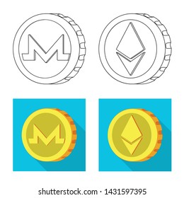 Isolated object of cryptocurrency and coin logo. Collection of cryptocurrency and crypto vector icon for stock.