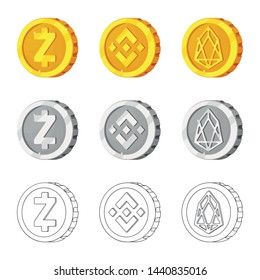Isolated object of cryptocurrency and coin logo. Collection of cryptocurrency and crypto stock vector illustration.