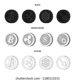 Isolated object of cryptocurrency and coin sign. Collection of cryptocurrency and crypto vector icon for stock.