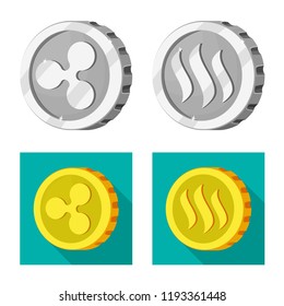 Isolated object of cryptocurrency and coin sign. Set of cryptocurrency and crypto stock symbol for web.