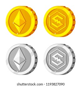 Isolated object of cryptocurrency and coin sign. Set of cryptocurrency and crypto vector icon for stock.
