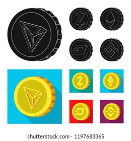 Isolated object of cryptocurrency and coin sign. Set of cryptocurrency and crypto stock vector illustration.