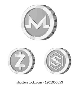 Isolated object of cryptocurrency and coin sign. Set of cryptocurrency and crypto vector icon for stock.