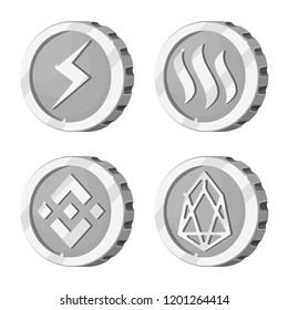 Isolated object of cryptocurrency and coin sign. Collection of cryptocurrency and crypto stock symbol for web.