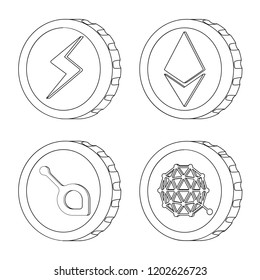 Isolated object of cryptocurrency and coin sign. Set of cryptocurrency and crypto stock vector illustration.
