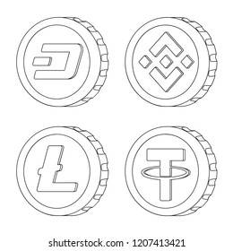 Isolated object of cryptocurrency and coin sign. Set of cryptocurrency and crypto stock symbol for web.