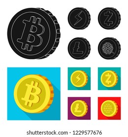 Isolated object of cryptocurrency and coin sign. Set of cryptocurrency and crypto vector icon for stock.