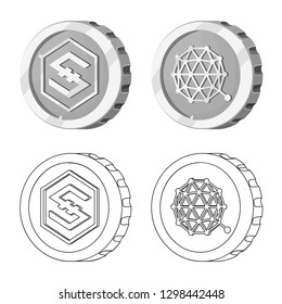 Isolated object of cryptocurrency and coin sign. Collection of cryptocurrency and crypto stock symbol for web.