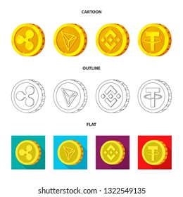 Isolated object of cryptocurrency and coin sign. Collection of cryptocurrency and crypto stock vector illustration.