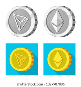 Isolated object of cryptocurrency and coin sign. Collection of cryptocurrency and crypto vector icon for stock.