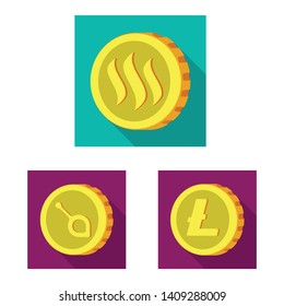 Isolated object of cryptocurrency and coin sign. Collection of cryptocurrency and crypto vector icon for stock.