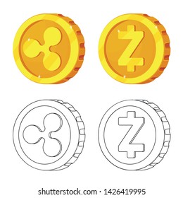Isolated object of cryptocurrency and coin sign. Collection of cryptocurrency and crypto stock vector illustration.