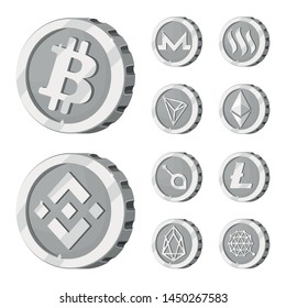 Isolated object of cryptocurrency and coin sign. Collection of cryptocurrency and crypto stock vector illustration.