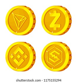 Isolated object of cryptocurrency and coin symbol. Set of cryptocurrency and crypto stock symbol for web.