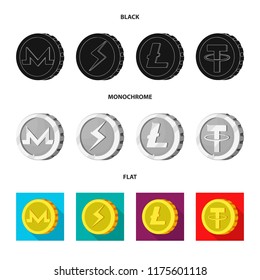 Isolated object of cryptocurrency and coin symbol. Set of cryptocurrency and crypto stock symbol for web.