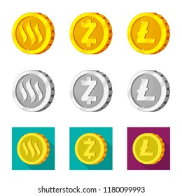 Isolated object of cryptocurrency and coin symbol. Set of cryptocurrency and crypto vector icon for stock.